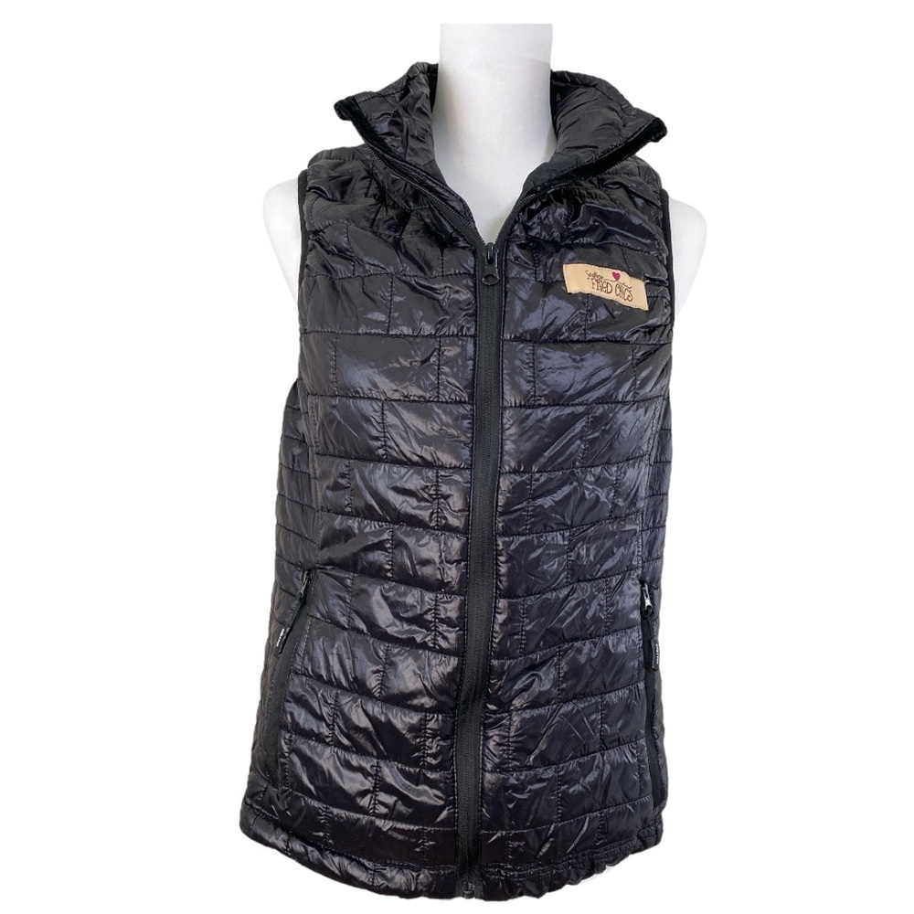 Southern Fried Chics Puffer Vest Women's Small Black Lightweight Layering